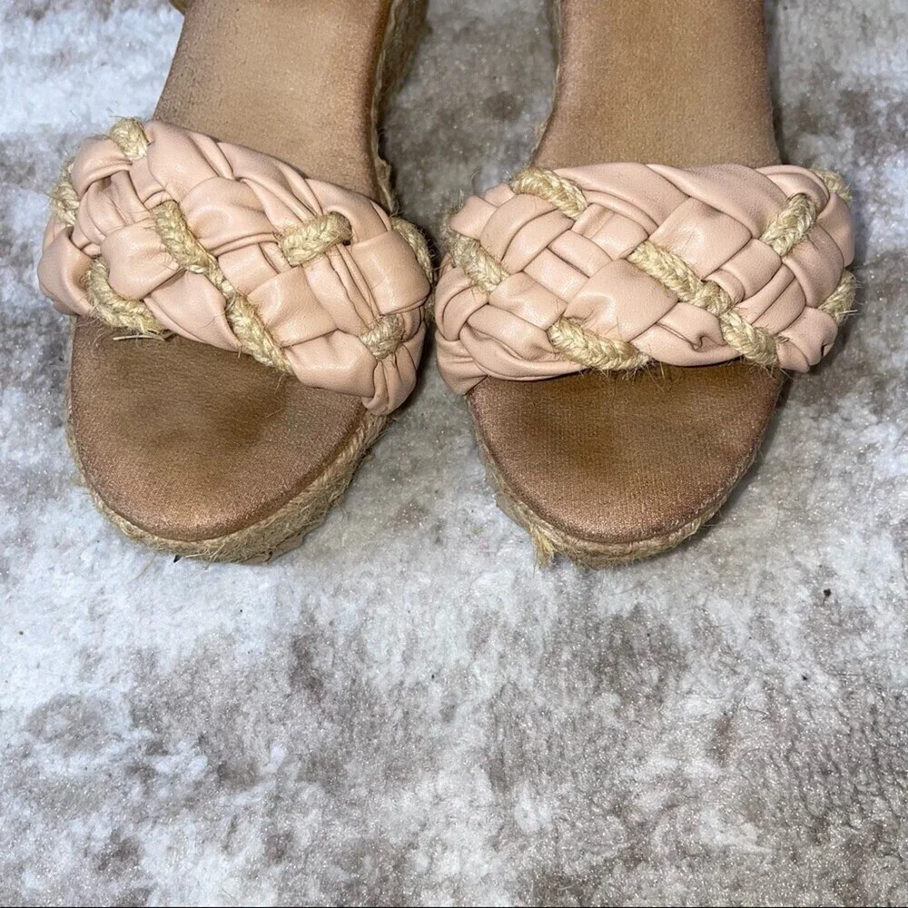 Charming Charlie tan and wedge sandal heels SZ 5.5 only worn a few times